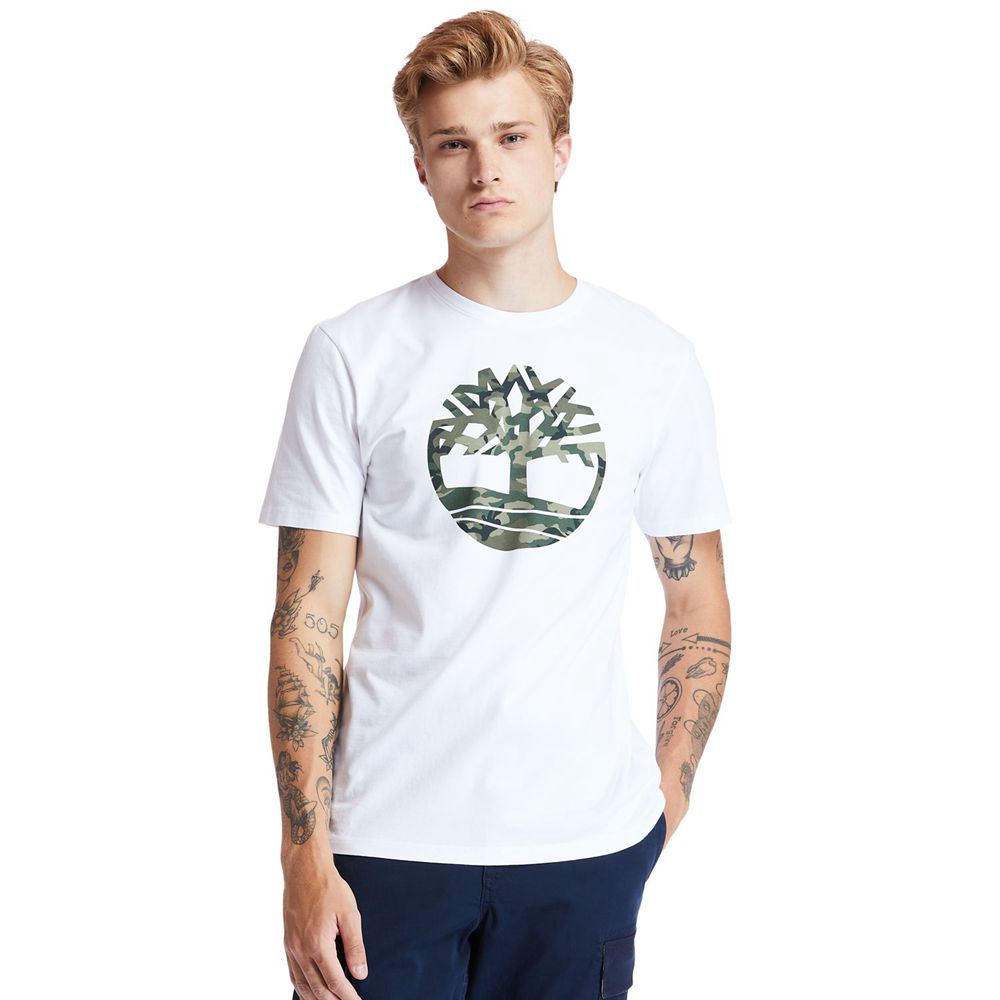 Timberland Mens T-Shirts Kennebec River Tree-Logo - White - India SH4573082